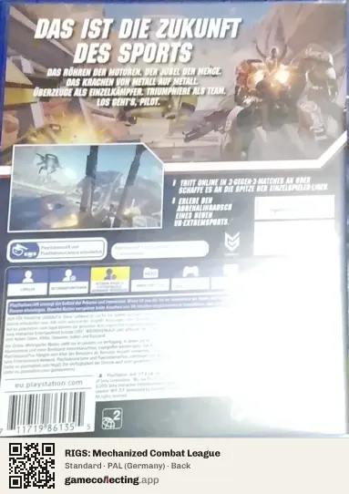RIGS: Mechanized Combat League PlayStation 4, Germany box back