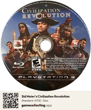 Sid Meier's Civilization Revolution PlayStation 3, NTSC disc