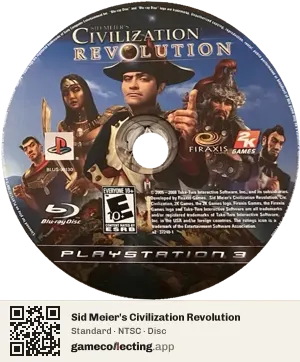 Sid Meier's Civilization Revolution PlayStation 3, NTSC disc