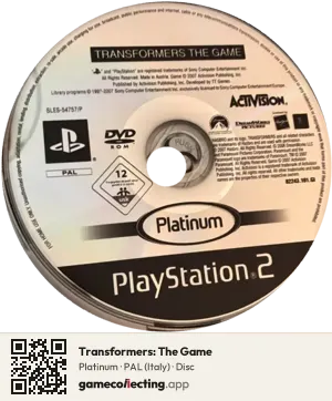 Transformers: The Game PlayStation 2, PAL disc