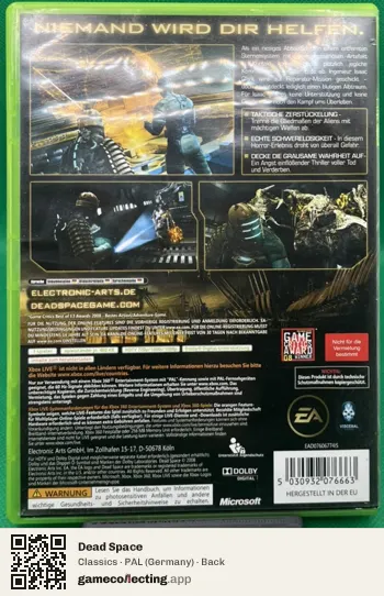 Dead Space Xbox 360, Germany box back