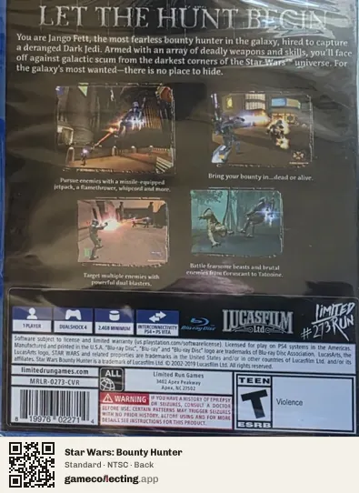 Star Wars: Bounty Hunter PlayStation 4, NTSC box back