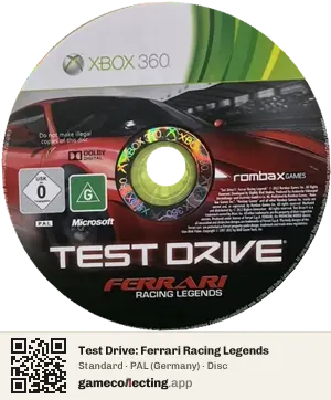 Test Drive: Ferrari Racing Legends Xbox 360, PAL disc