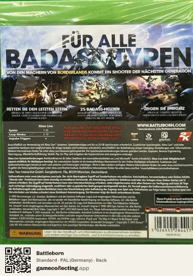 Battleborn Xbox One, Germany box back