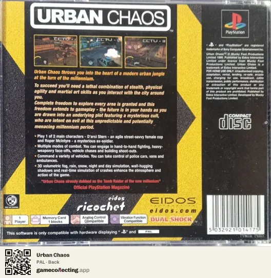 Urban Chaos PlayStation, PAL box back