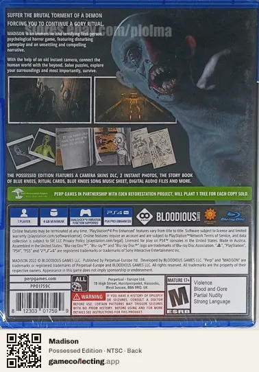 Madison PlayStation 4, NTSC box back
