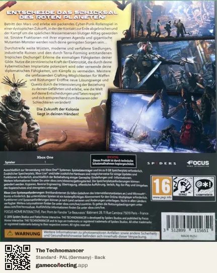 The Technomancer Xbox One, Germany box back