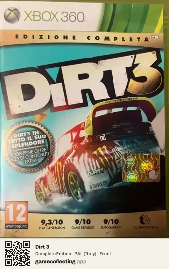 Dirt 3 Xbox 360, Italy box front