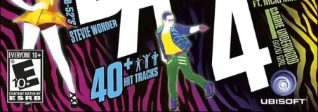 Just Dance 4, the ESRB box on its front