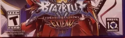 BlazBlue: Chrono Phantasma Extend, the ESRB box on its front