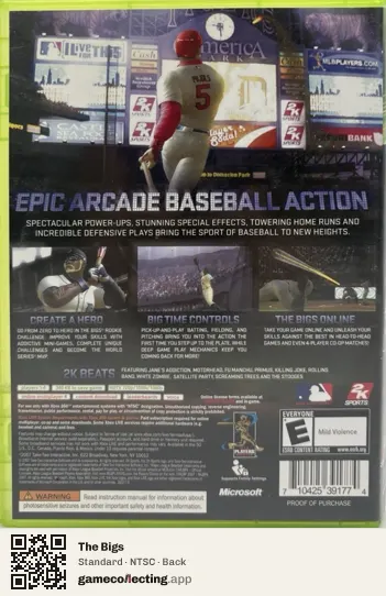 The Bigs Xbox 360, NTSC box back