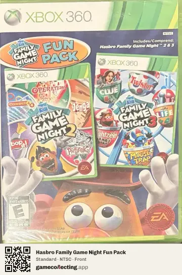 Hasbro Family Game Night Fun Pack Xbox 360, NTSC box front