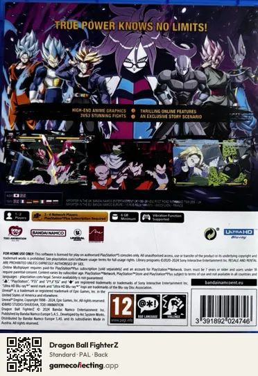 Dragon Ball FighterZ PlayStation 5, PAL box back