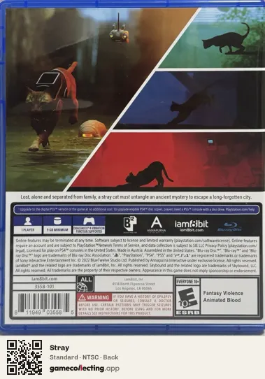 Stray PlayStation 4, NTSC box back