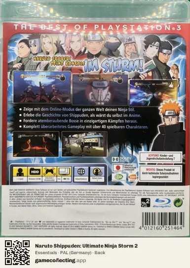 Naruto Shippuden: Ultimate Ninja Storm 2 PlayStation 3, Germany box back