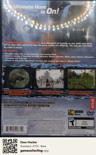 Deer Hunter PlayStation 2, NTSC box back