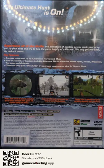 Deer Hunter PlayStation 2, NTSC box back