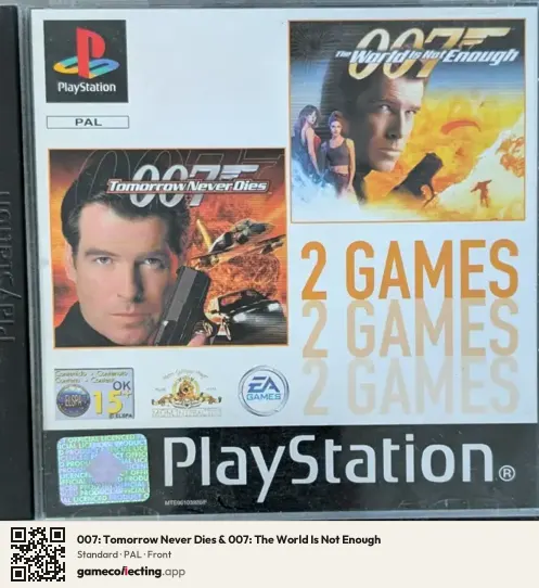 007: Tomorrow Never Dies & 007: The World Is Not Enough PlayStation, PAL box front