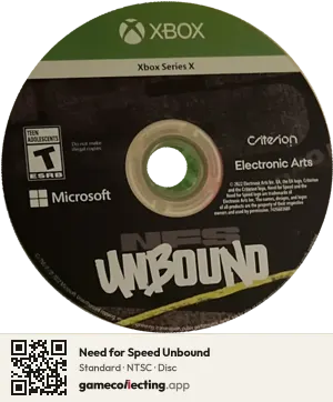 Need for Speed Unbound Xbox Series X, NTSC disc