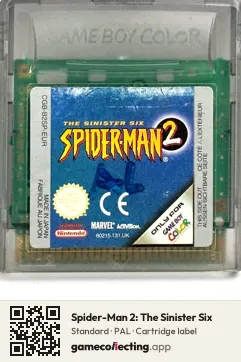 Spider-Man 2: The Sinister Six Game Boy Color, PAL cartridge label