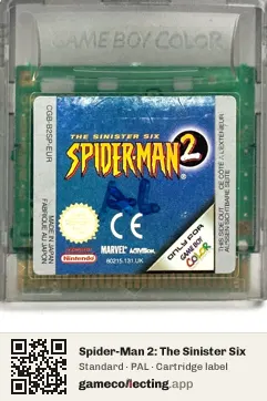 Spider-Man 2: The Sinister Six Game Boy Color, PAL cartridge label