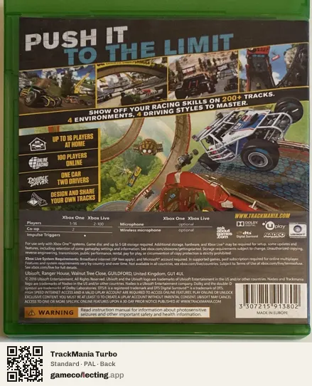 TrackMania Turbo Xbox One, PAL box back
