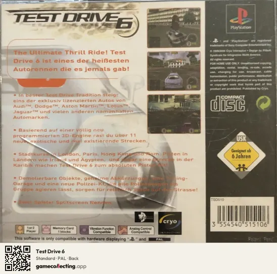 Test Drive 6 PlayStation, PAL box back
