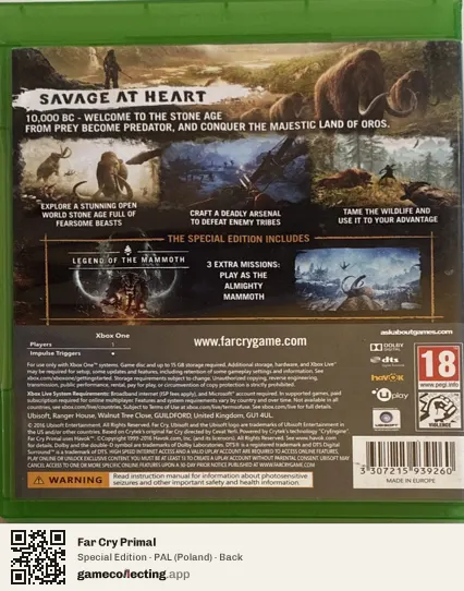 Far Cry Primal Xbox One, Poland box back