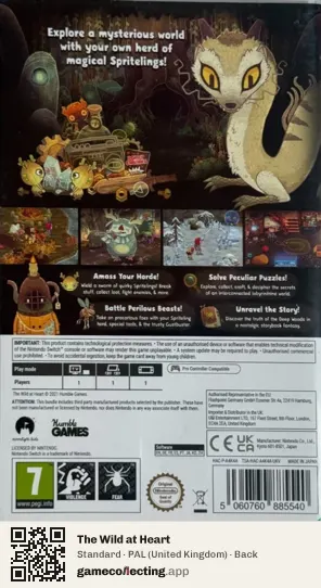 The Wild at Heart Nintendo Switch, United Kingdom box back