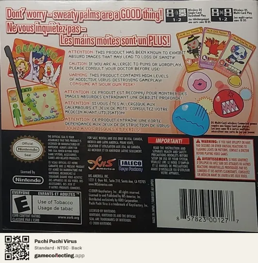 Puchi Puchi Virus Nintendo DS, NTSC box back