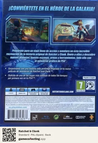 Ratchet & Clank PlayStation 4, Spain box back