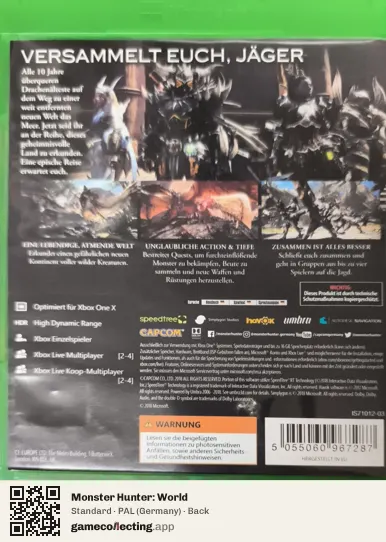 Monster Hunter: World Xbox One, Germany box back