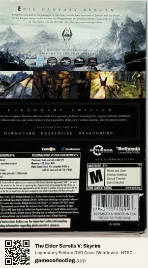 The Elder Scrolls V: Skyrim Computer, NTSC box back