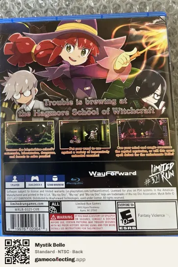 Mystik Belle PlayStation 4, NTSC box back