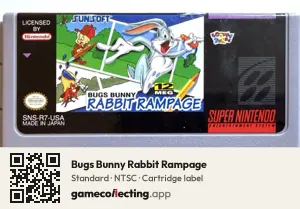 Bugs Bunny Rabbit Rampage Super Nintendo Entertainment System, NTSC cartridge label