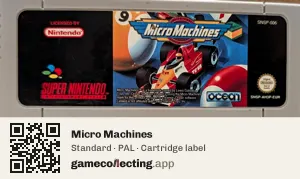 Micro Machines Super Nintendo Entertainment System, PAL cartridge label