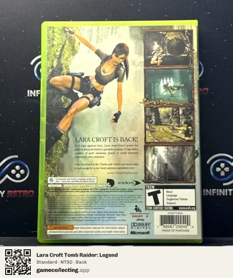 Lara Croft Tomb Raider: Legend Xbox 360, NTSC box back