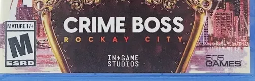 Crime Boss: Rockay City, the ESRB box on its front