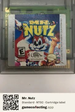 Mr. Nutz Game Boy Color, NTSC cartridge label