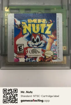 Mr. Nutz Game Boy Color, NTSC cartridge label