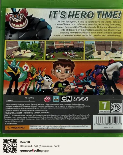 Ben 10 Xbox One, Germany box back