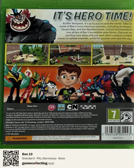 Ben 10 Xbox One, Germany box back