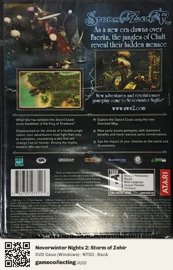 Neverwinter Nights 2: Storm of Zehir Computer, NTSC box back