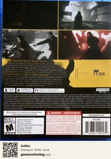 Indika PlayStation 5, NTSC box back