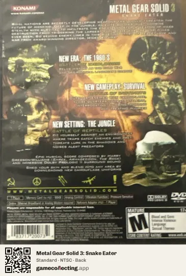Metal Gear Solid 3: Snake Eater PlayStation 2, NTSC box back