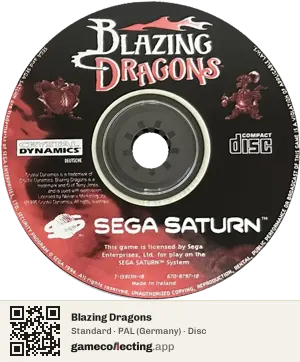 Blazing Dragons Sega Saturn, PAL disc