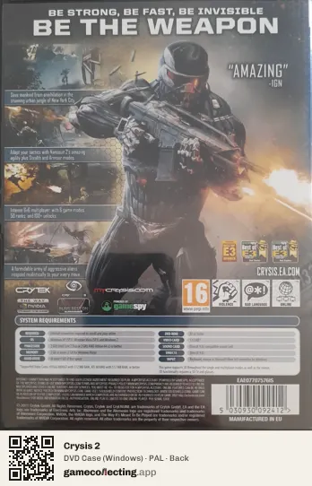 Crysis 2 Computer, PAL box back