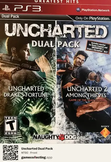 Uncharted Dual Pack PlayStation 3, NTSC box front