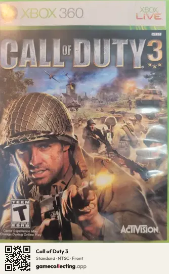 Call of Duty 3 Xbox 360, NTSC box front