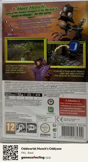 Oddworld: Munch's Oddysee Nintendo Switch, PAL box back